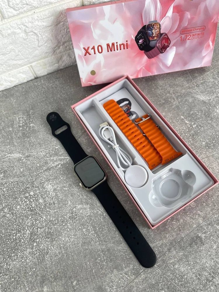 Смарт-годинник Smart Watch X10 Mini + два змінні ремінці золотий 699 фото
