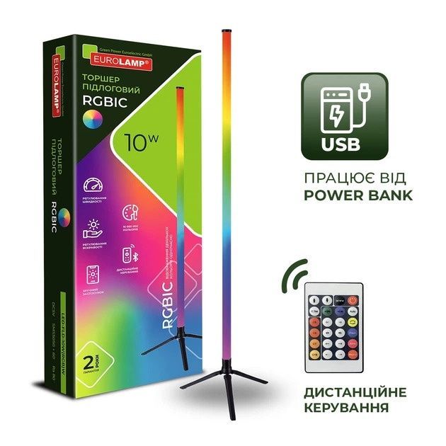 Торшер неонова лампа Lamp Led Rgb 120 см від Usb підлоговий кутовий світильник, нічник, з пульт управління 979drp фото