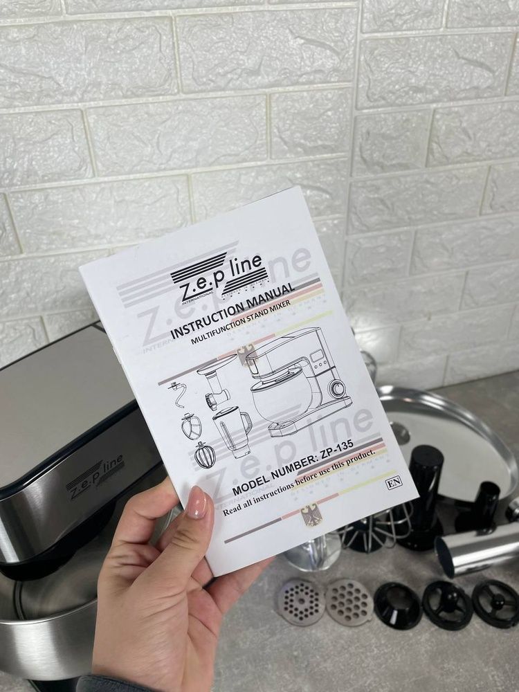 Кухонний комбайн 7в1 Zepline 4200 Вт Професійний тістоміс ZP-135 на 6 л з дисплеєм 746dpr фото